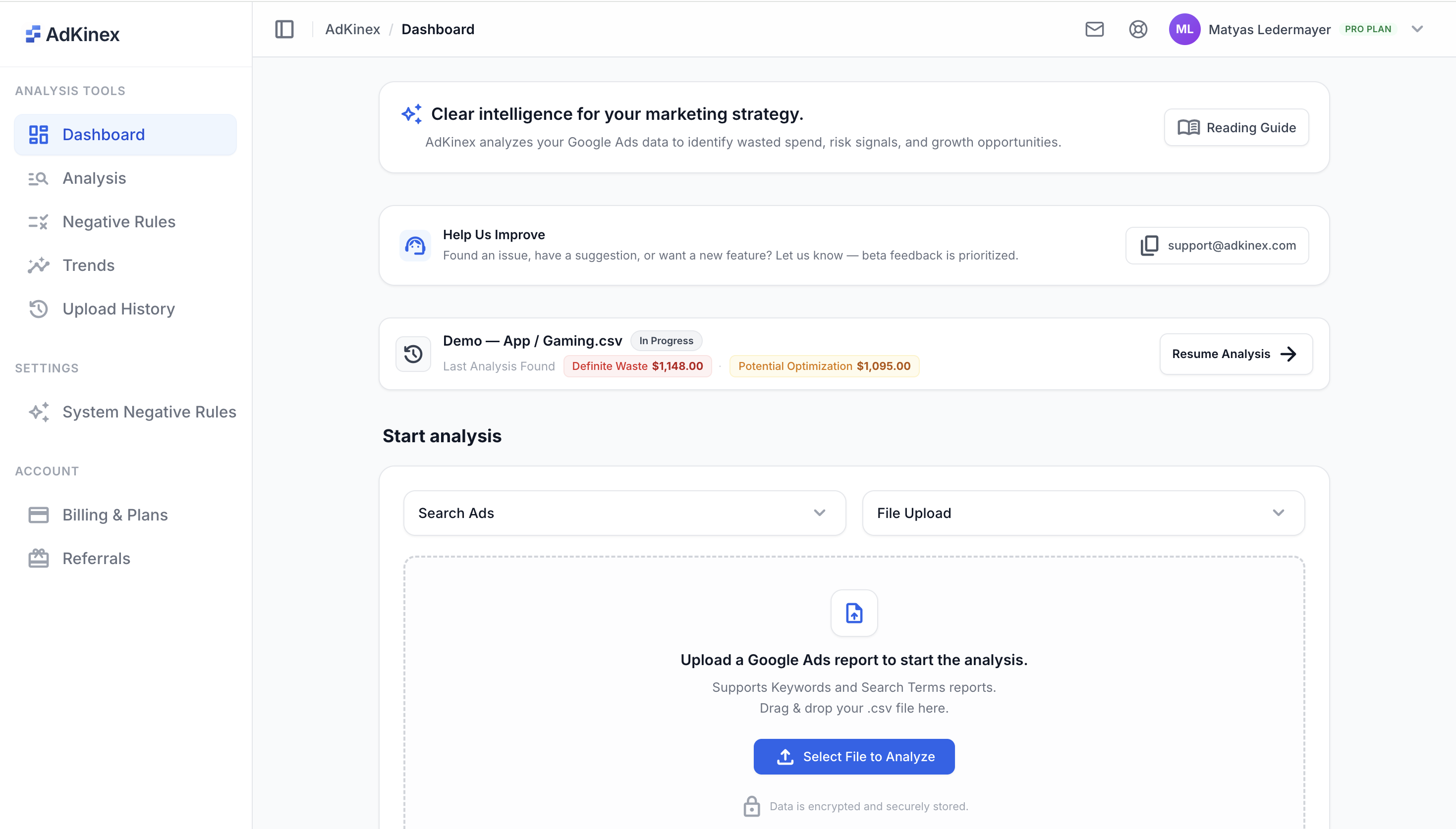 AdKinex Dashboard — Clear intelligence for your marketing strategy